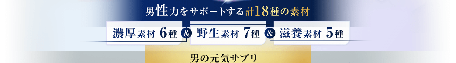 男性力をサポートする計18種類の素材
