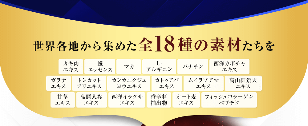 世界各地から集めた全18種類の素材たちを